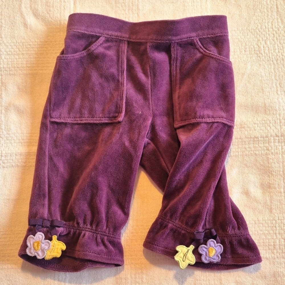 Gymboree girls 3-6 months cropped velour pants Harvest Leaves